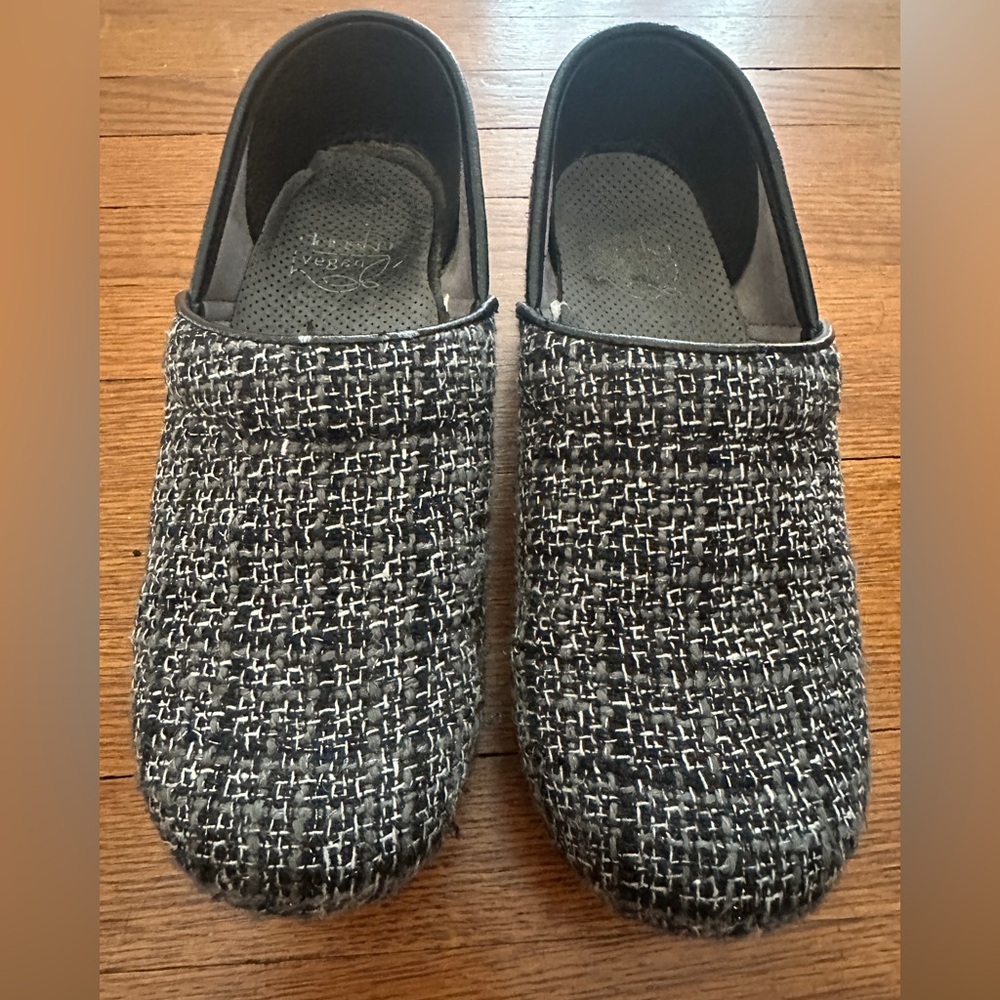 DANSKO Black and White Tweed CLOGS